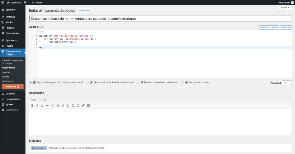 Código Code Snippets