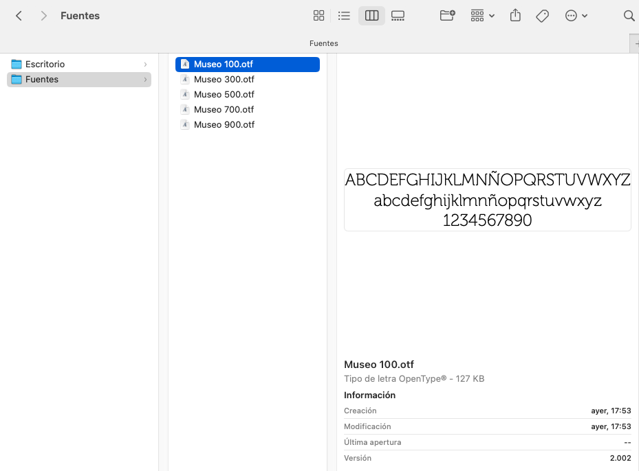 Fuentes de Adobe en Mac con nombre propio