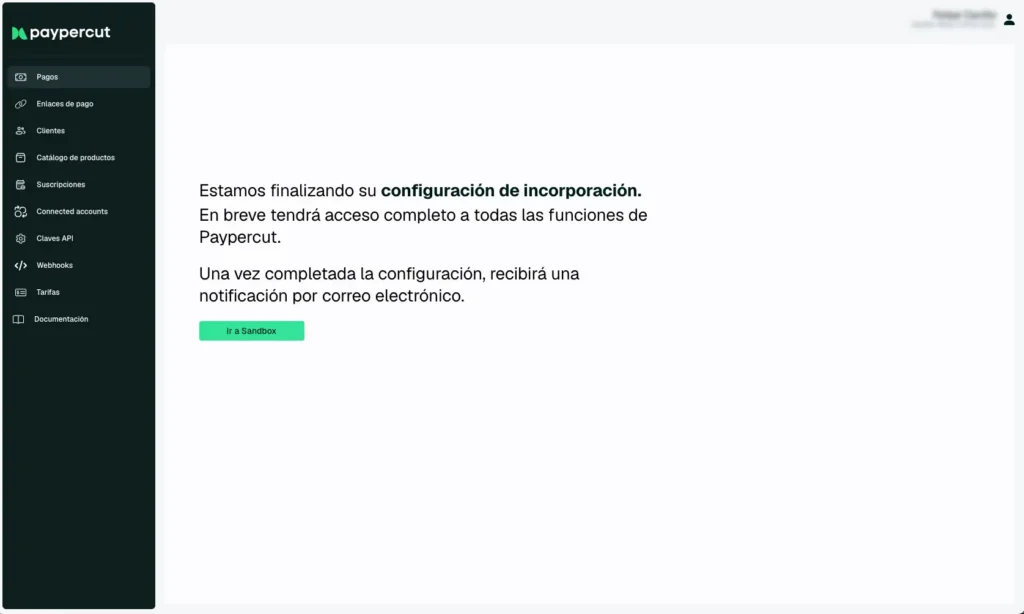 entorno Sandbox y el estado de la verificación de cuenta